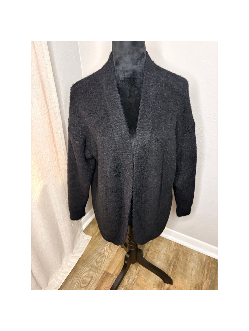 Altar'd State Women's Black Cozy Open Front Cardigan Size L